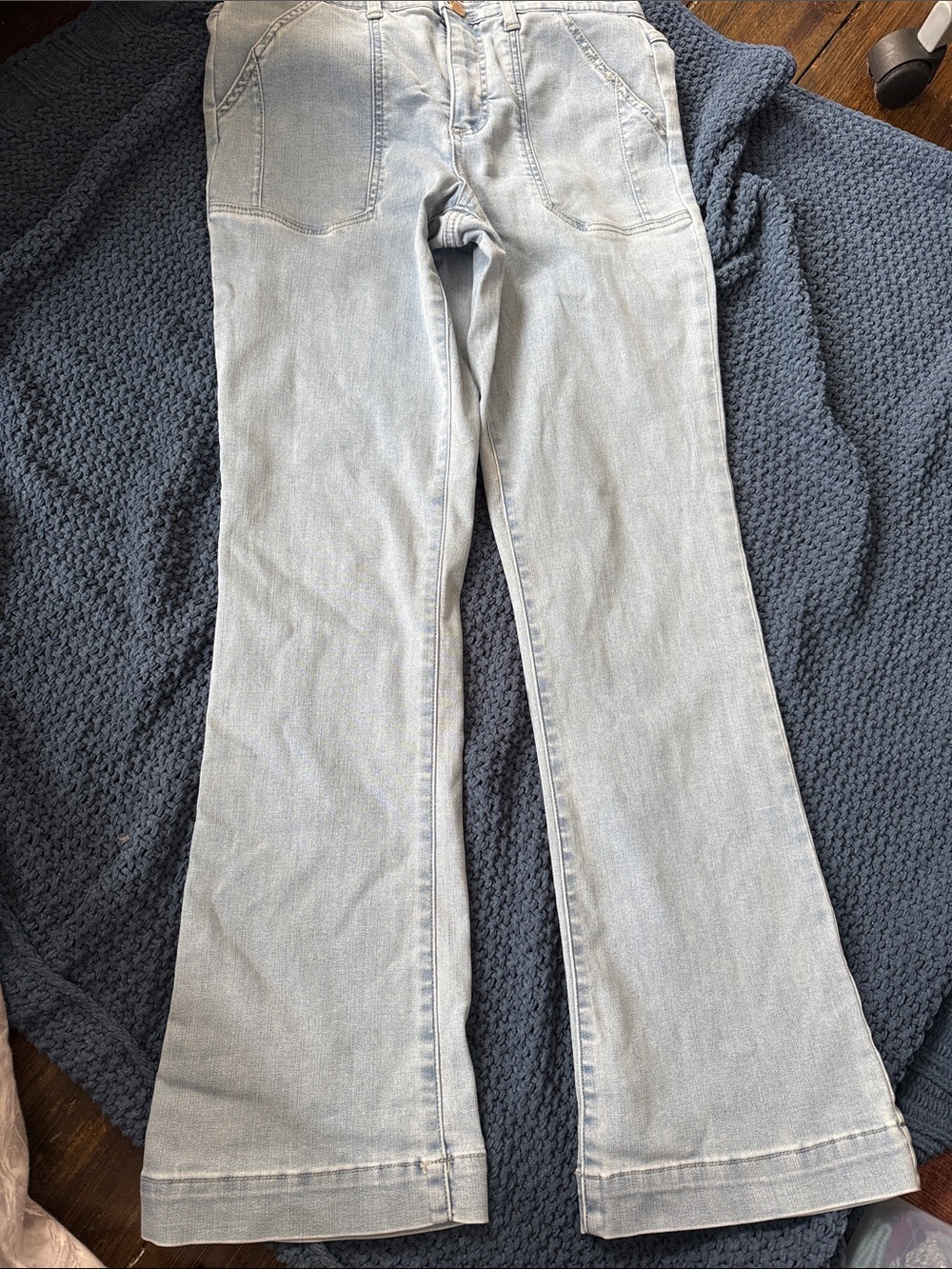Wit & Wisdom Light Blue Flare Jeans with Front Patch Pockets